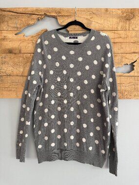 Tocco Reale Grey Polka Dot Crewneck Knit Pullover Sweater | Size XL